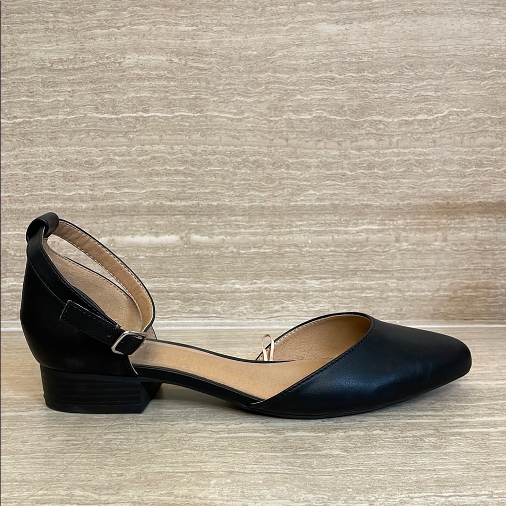 LANE BRYANT UEC Women’s Size 9W Elegant Black Ankle Strap Flats Buckle - Picture 1 of 10